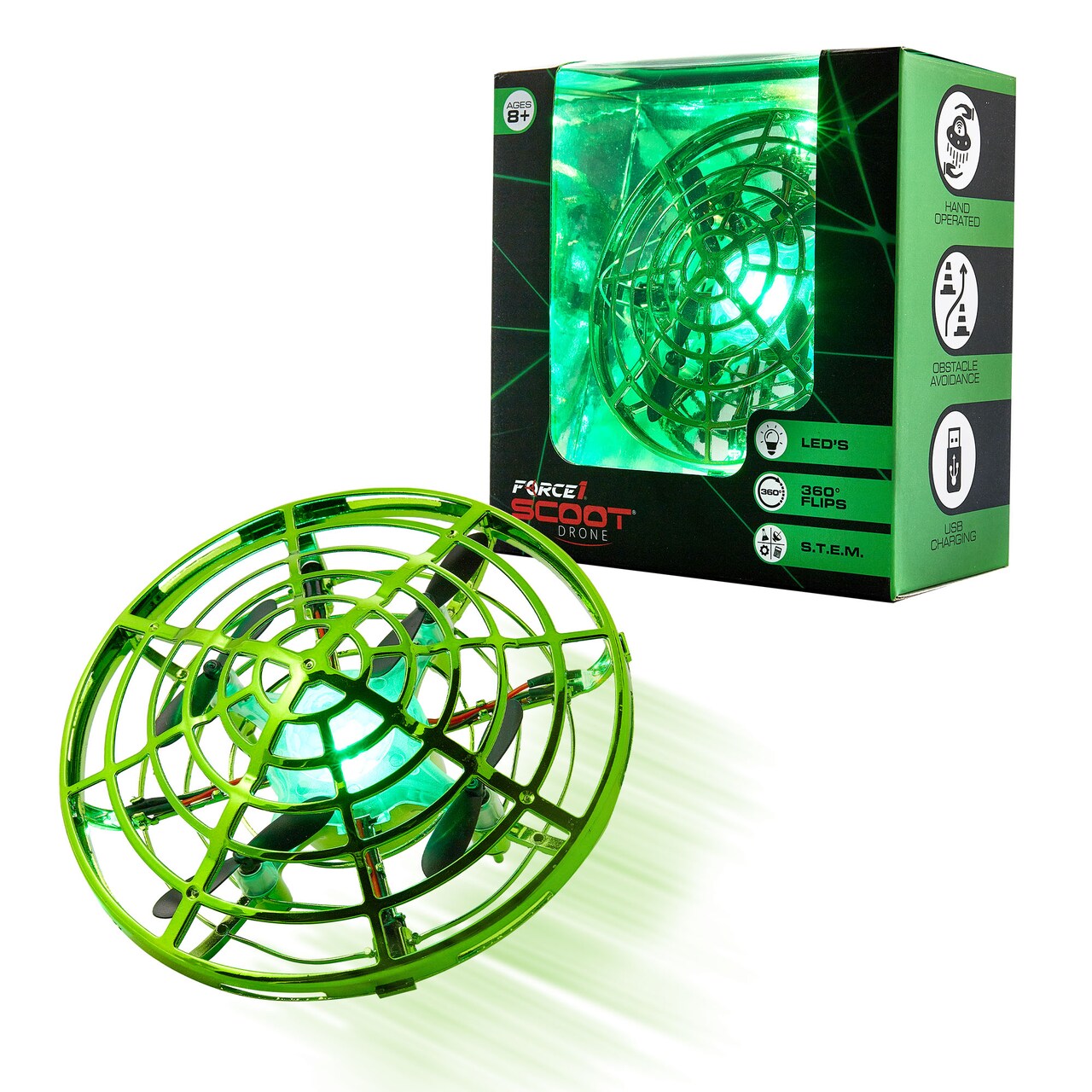 Force1 Scoot Skeet Drone Electronic Shooting Game for Kids (Drone Only)-Green